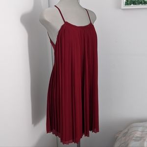 Red pleated dress